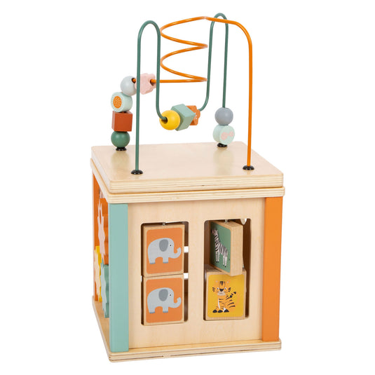 Small foot - houten activiteitenkubus en motoriekspiraal safari