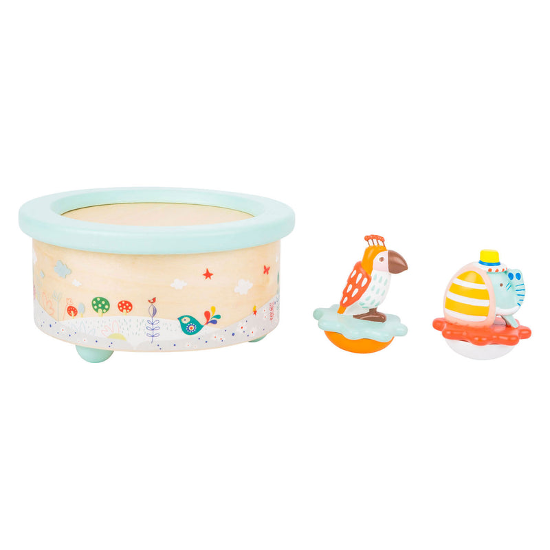 Load image into Gallery viewer, Small foot - houten muziekdoos papegaai en olifant
