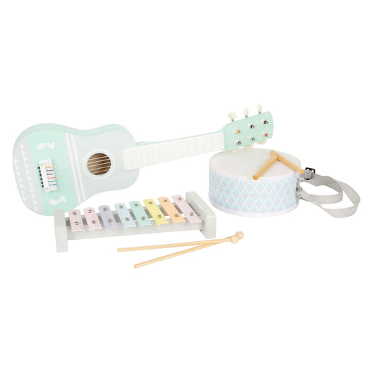 Small foot - houten muziekinstumentenset pastel, 7dlg,