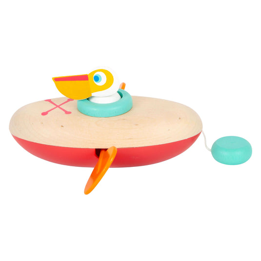 Small foot - badspeelgoed houten kano pelikaan opwindbaar