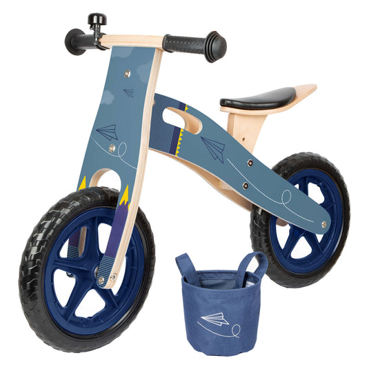 Small foot - houten loopfiets vliegtuig blauw