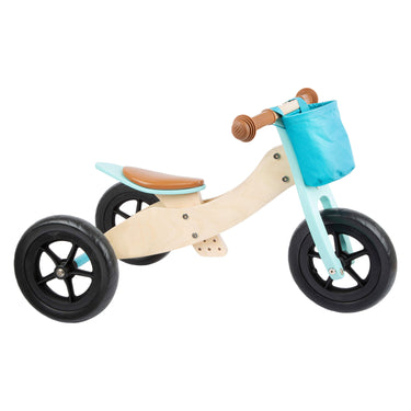 Small foot - houten driewieler en loopfiets 2in1 maxi turquoise