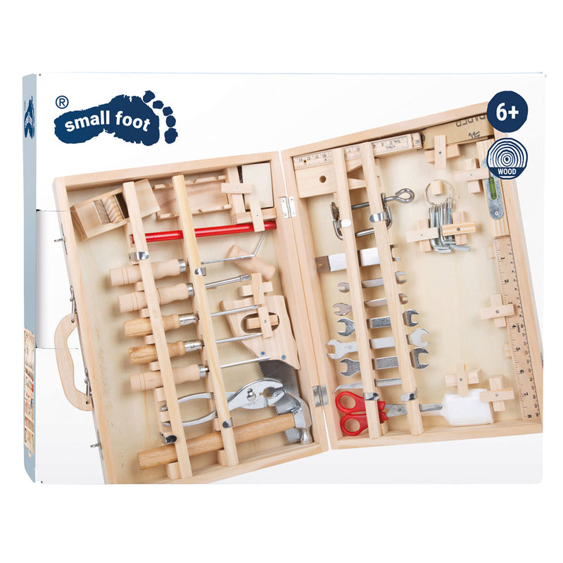 Load image into Gallery viewer, Small foot - houten gereedschapskist deluxe met gereedschap, 28dlg.
