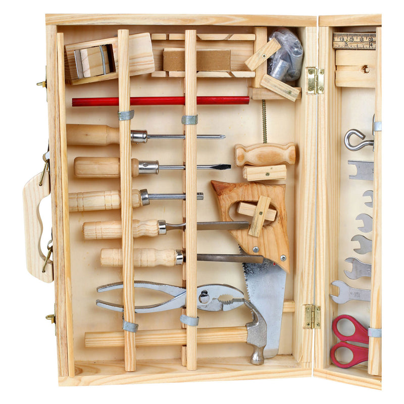 Load image into Gallery viewer, Small foot - houten gereedschapskist deluxe met gereedschap, 28dlg.
