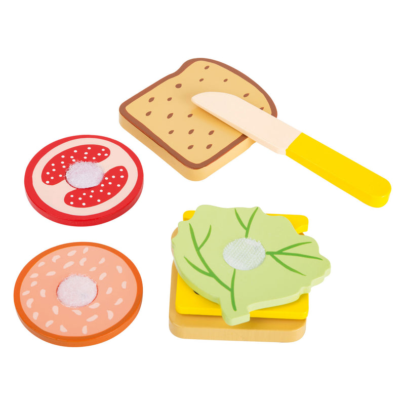 Load image into Gallery viewer, Small Foot Houten Speeleten Sandwich met Bestek, 7dlg.
