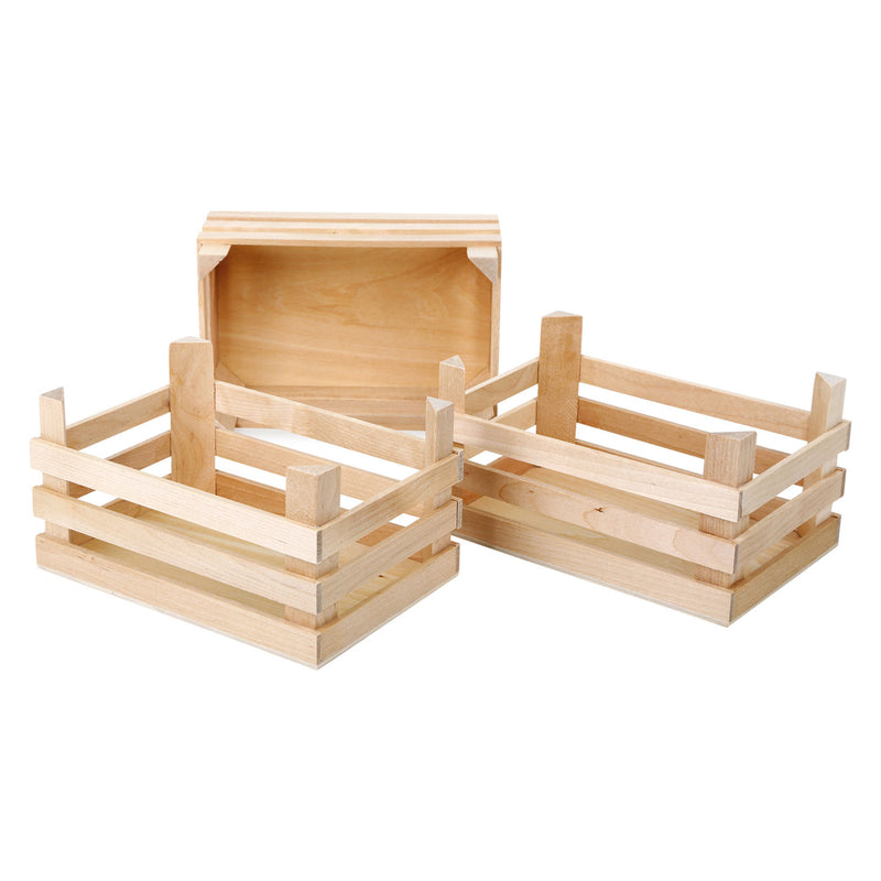 Load image into Gallery viewer, Small foot - houten kratjes groot 18x12x9,5cm, set van 3

