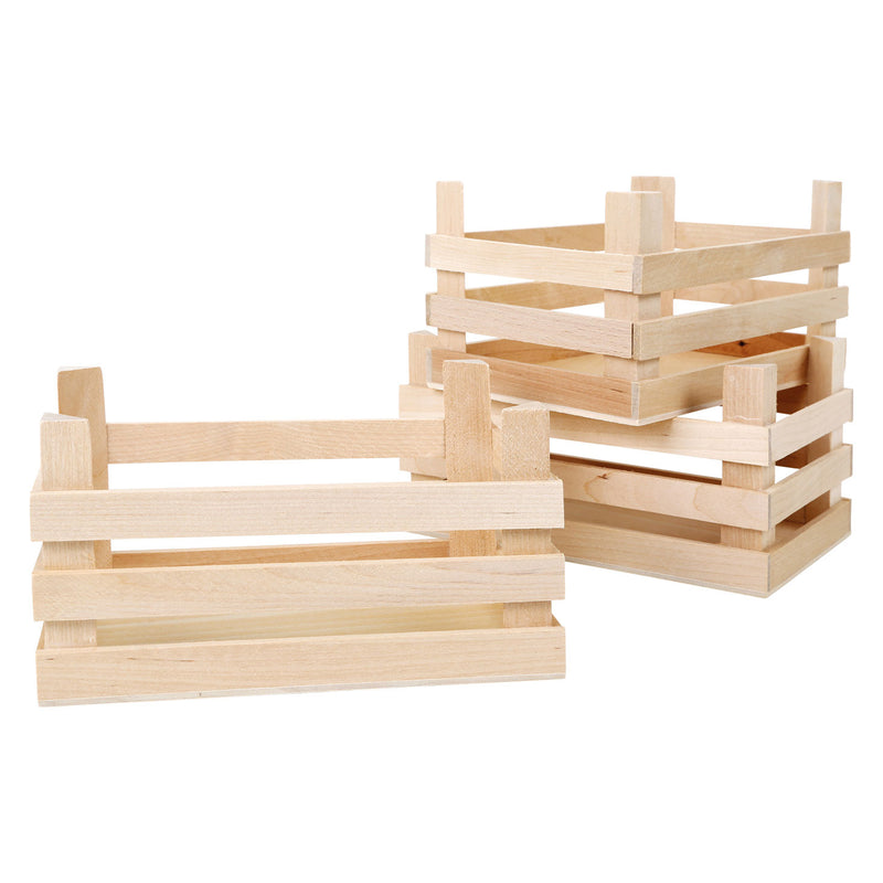 Load image into Gallery viewer, Small foot - houten kratjes groot 18x12x9,5cm, set van 3
