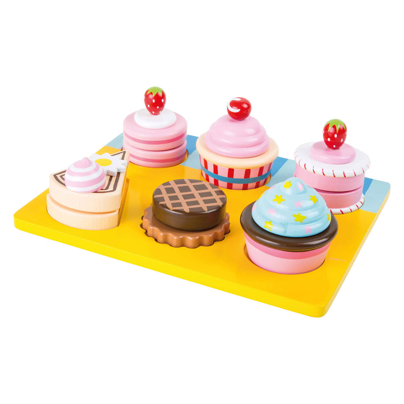 Load image into Gallery viewer, Small foot - houten speeleten cupcakes en cake set, 13dlg.
