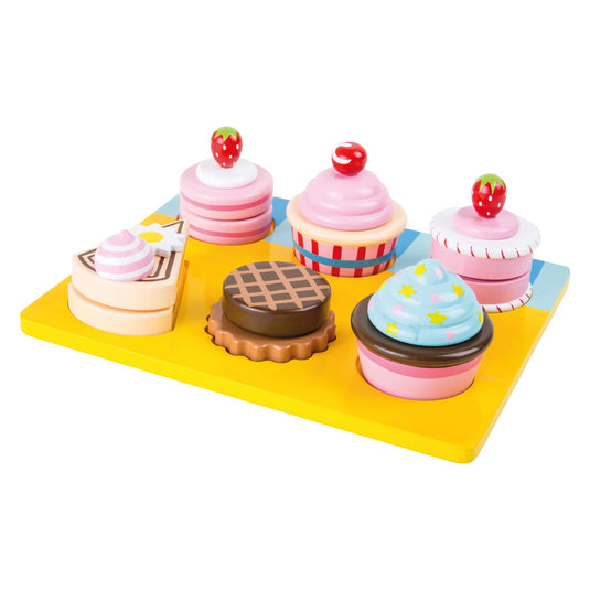 Small foot - houten speeleten cupcakes en cake set, 13dlg.