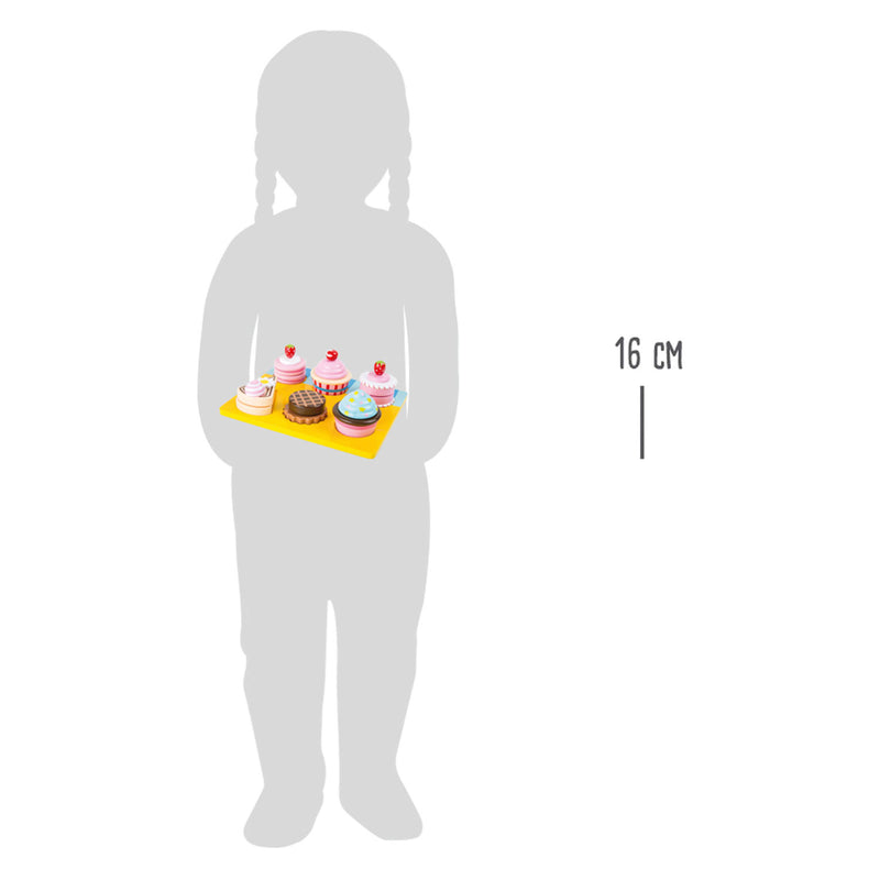 Load image into Gallery viewer, Small foot - houten speeleten cupcakes en cake set, 13dlg.
