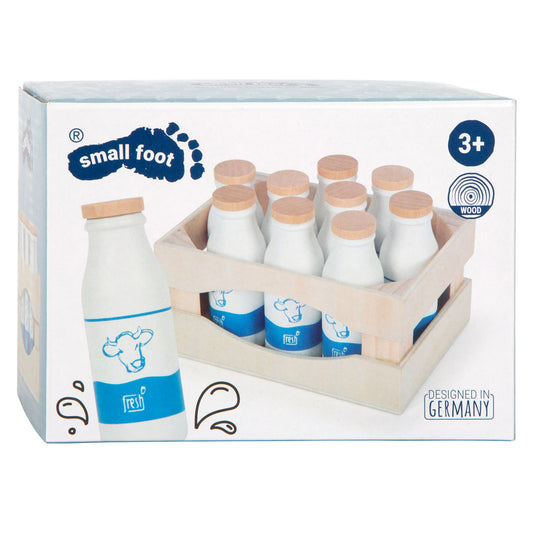 Small foot - houten krat met melkflessen, 12dlg.