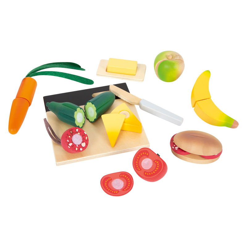 Afbeelding laden in galerijviewer, Small foot - houten snij- en speeleten lunch set, 24dlg.
