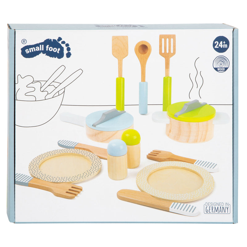 Load image into Gallery viewer, Small foot - houten kookgerij en servies set, 15dlg.
