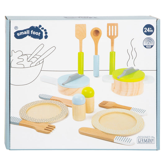 Small foot - houten kookgerij en servies set, 15dlg.