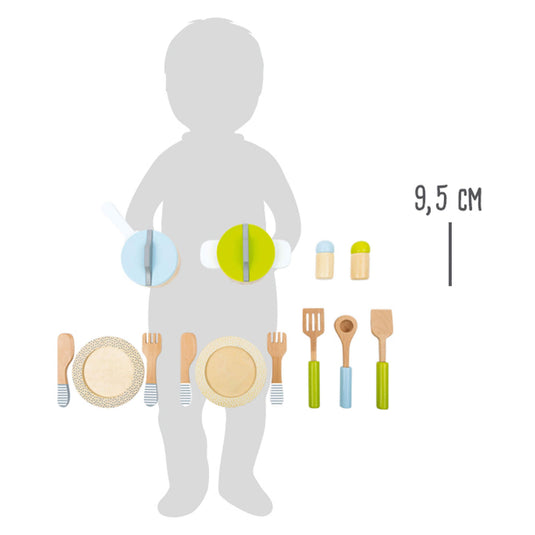 Small foot - houten kookgerij en servies set, 15dlg.