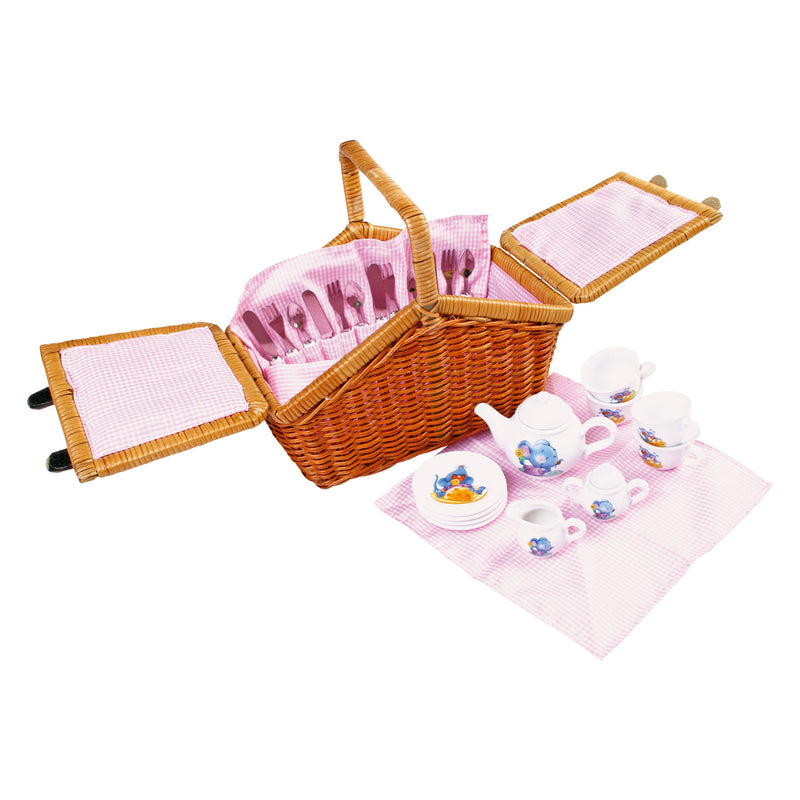 Load image into Gallery viewer, Small foot - houten picknickmand met servies romantisch, 30dlg.
