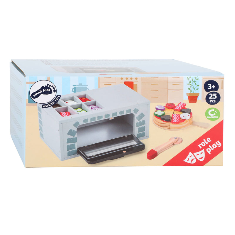 Load image into Gallery viewer, Small foot - houten speeleten pizza-oven set, 25dlg.
