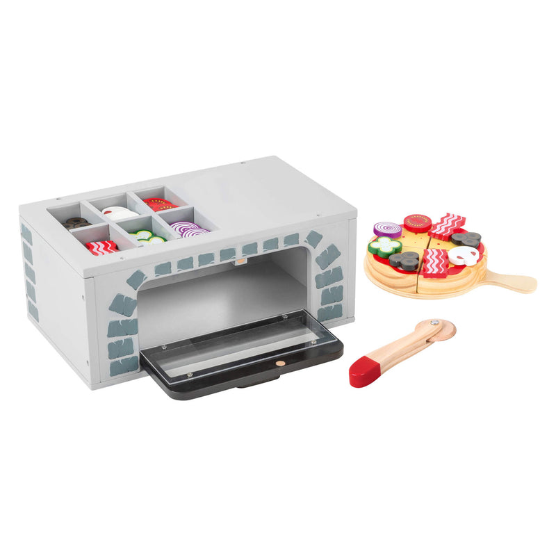 Load image into Gallery viewer, Small foot - houten speeleten pizza-oven set, 25dlg.
