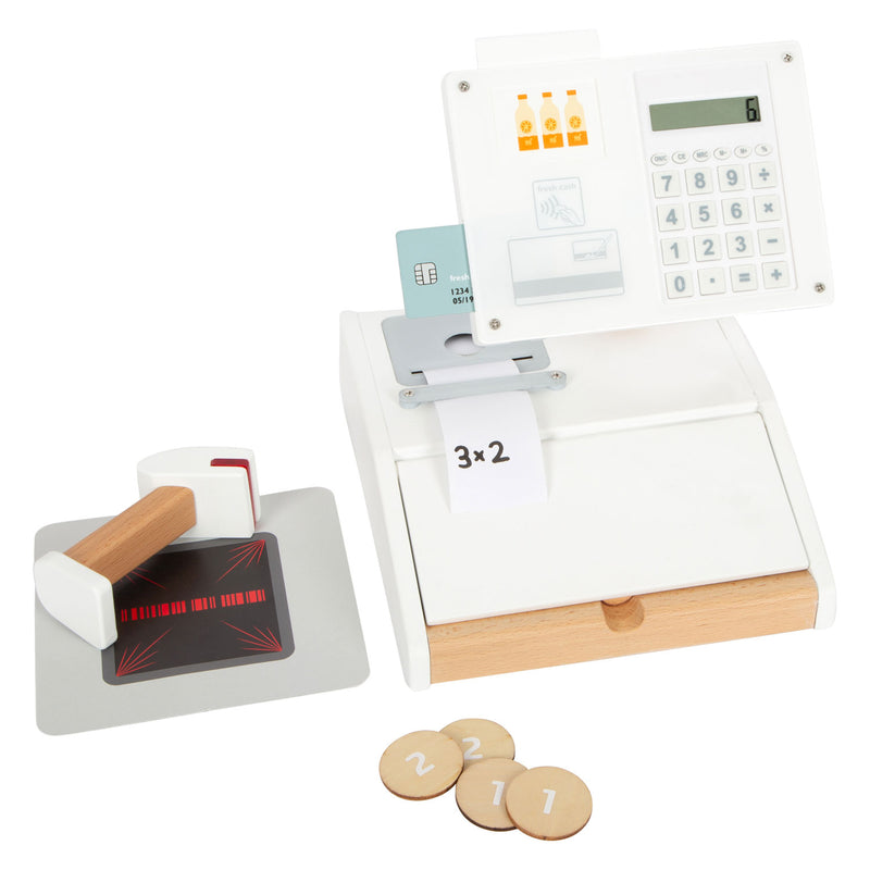 Load image into Gallery viewer, Small foot - houten speelgoedkassa met scanner, 15dlg.
