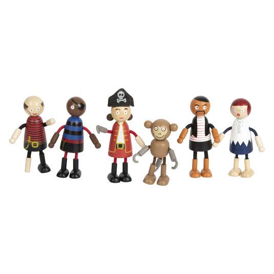 Small foot - houten poppetjes piraat buigbaar, 6st.