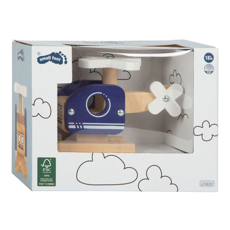 Load image into Gallery viewer, Small foot - houten helikopter blauw
