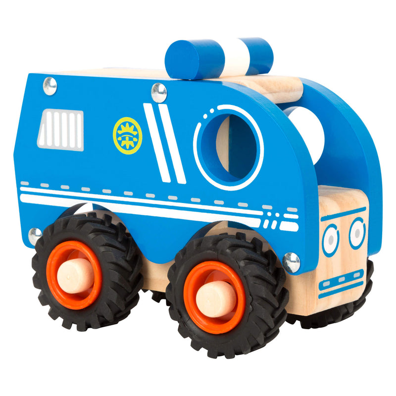 Load image into Gallery viewer, Small foot - houten politieauto blauw
