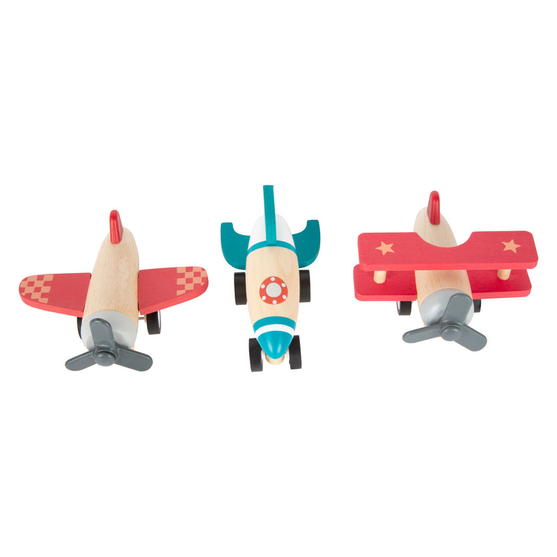 Load image into Gallery viewer, Small foot - houten pull-back vliegtuigen, set van 3
