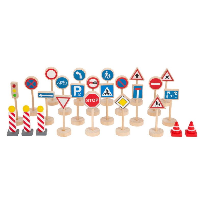 Load image into Gallery viewer, Small foot - houten mini verkeersbordenset, 25dlg.
