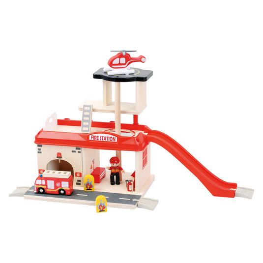 Small foot - houten brandweerkazerne met accessoires, 15dlg.