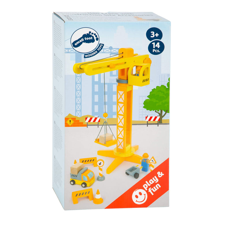Load image into Gallery viewer, Small foot - houten kraan bouwplaats met accessoires, 14dlg.
