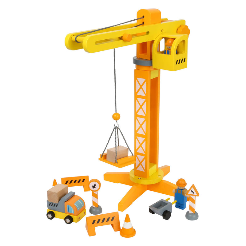 Load image into Gallery viewer, Small foot - houten kraan bouwplaats met accessoires, 14dlg.
