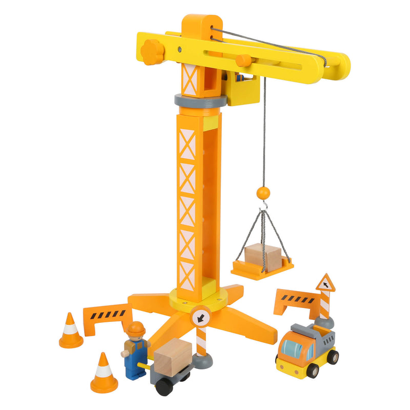 Load image into Gallery viewer, Small foot - houten kraan bouwplaats met accessoires, 14dlg.
