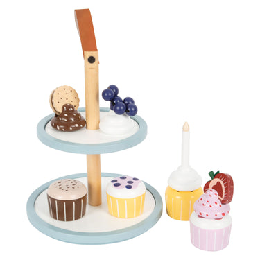 Small foot - houten speeleten etagere met cupcakes, 13dlg.