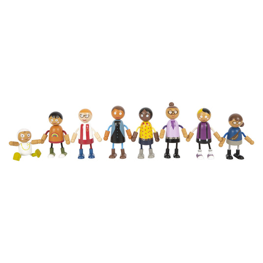 Small foot - houten buigzame poppenfamilie met baby, 8st.