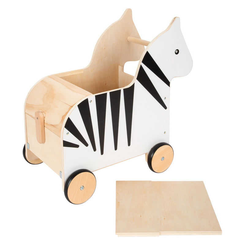 Load image into Gallery viewer, Small foot - houten speelgoedbox en trekfiguur zebra wildlife
