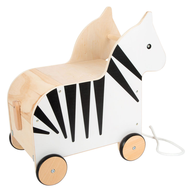 Load image into Gallery viewer, Small foot - houten speelgoedbox en trekfiguur zebra wildlife
