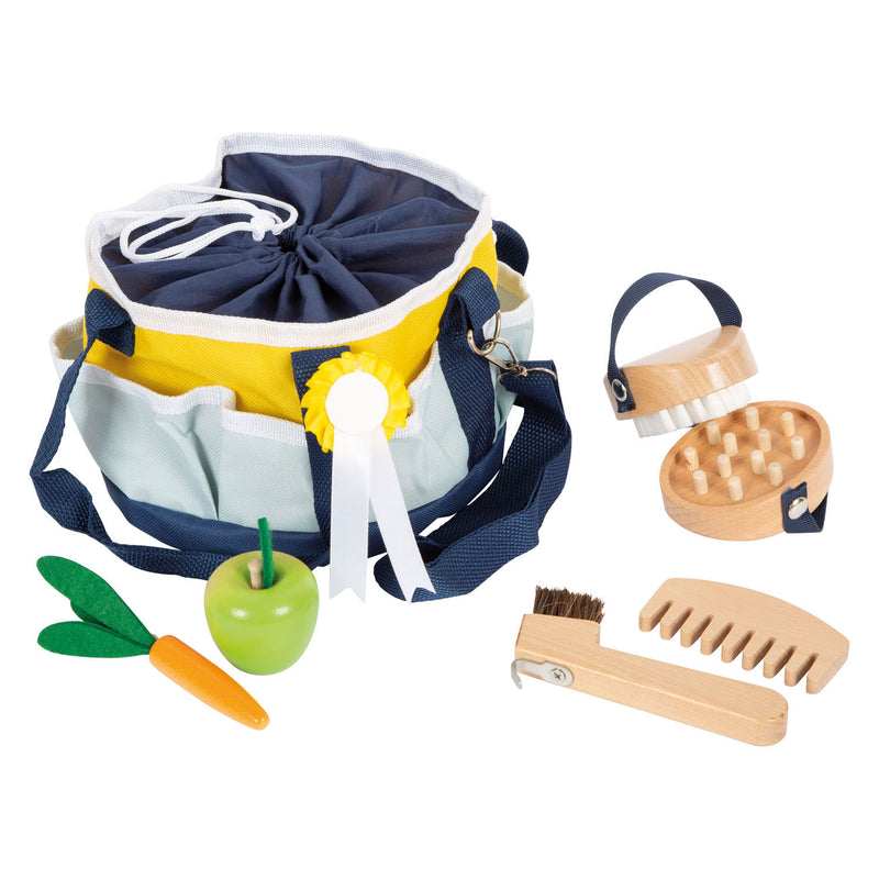 Load image into Gallery viewer, Small foot - houten paardenverzorgingsset met tas, 8dlg.
