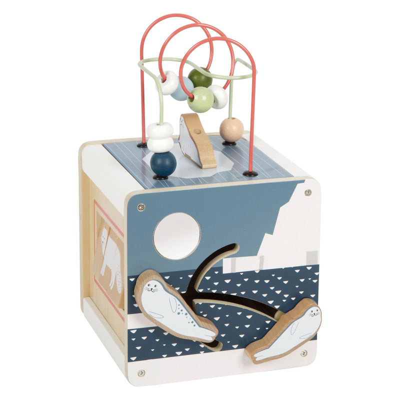 Load image into Gallery viewer, Small foot - houten motorische activiteitskubus arctic
