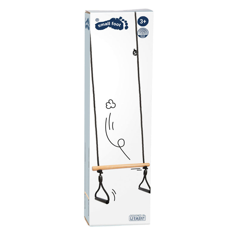 Load image into Gallery viewer, Small foot - houten trapezeschommel met gymnastiekringen black line
