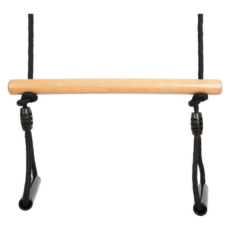 Load image into Gallery viewer, Small foot - houten trapezeschommel met gymnastiekringen black line

