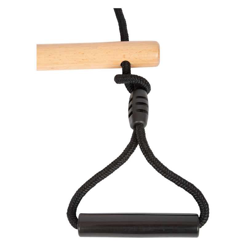 Load image into Gallery viewer, Small foot - houten trapezeschommel met gymnastiekringen black line
