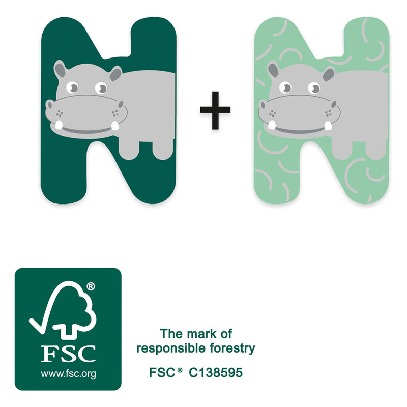 Load image into Gallery viewer, Small foot - houten dieren kinderletter - n
