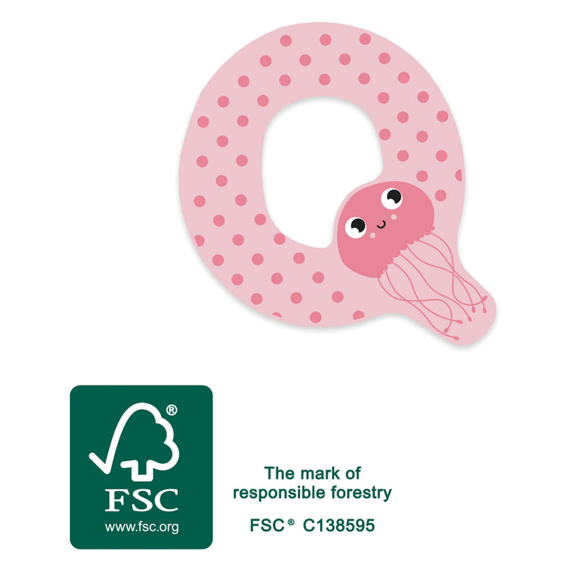 Load image into Gallery viewer, Small foot - houten dieren kinderletter - q
