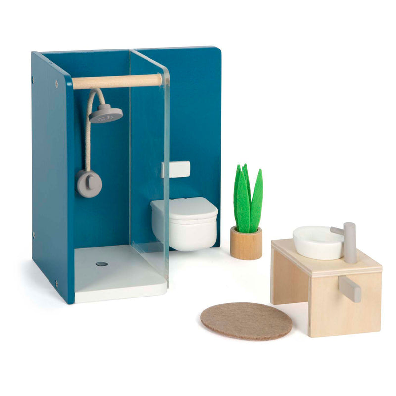 Load image into Gallery viewer, Small foot houten poppenhuis meubeltjes badkamer
