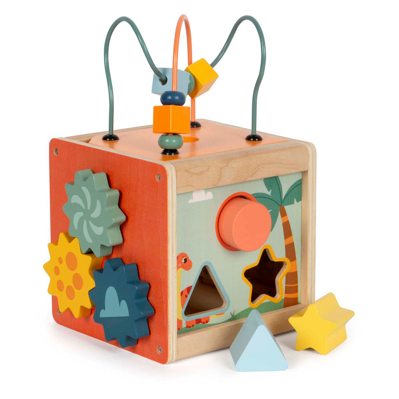 Load image into Gallery viewer, Small foot - houten activiteitenkubus motoriekspiraal dino
