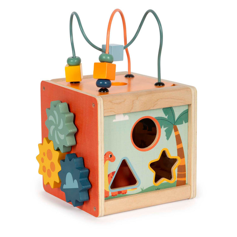 Load image into Gallery viewer, Small foot - houten activiteitenkubus motoriekspiraal dino
