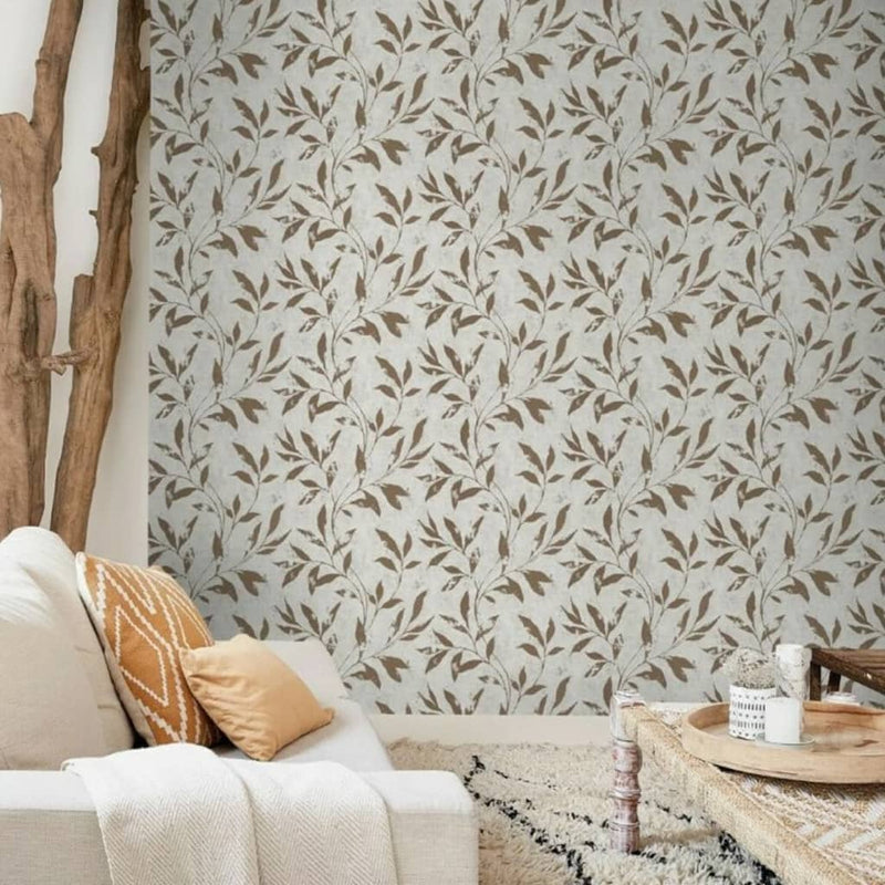 Load image into Gallery viewer, Dutch wallcoverings behang leafs beige en bruin
