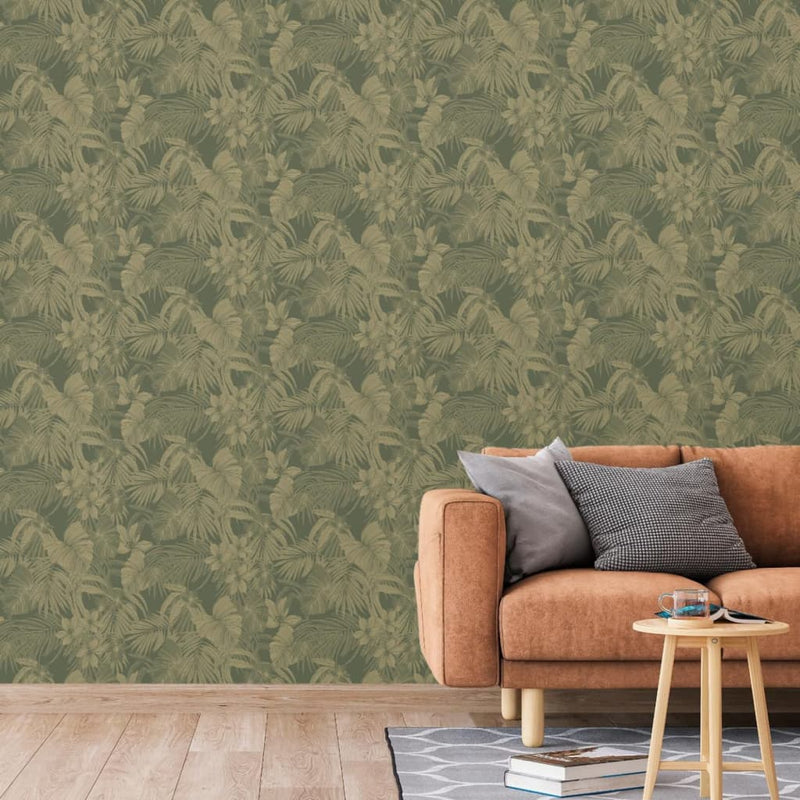 Load image into Gallery viewer, Dutch wallcoverings behang joelle groen en goudkleurig
