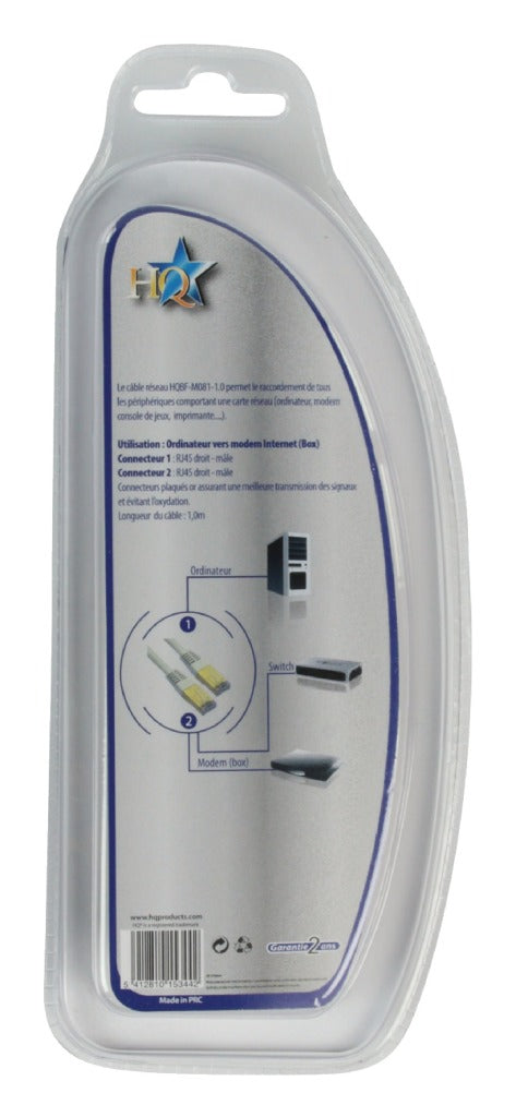 Hq bf-m081-1.0 cat5e utp netwerkkabel rj45 (8 8) male - rj45 (8 8) male 1.00 m grijs