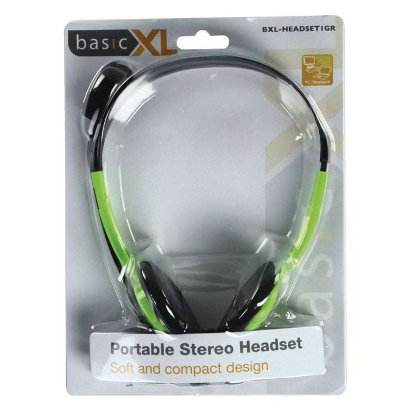 Load image into Gallery viewer, Basicxl bxl-headset1 stereo headset groen zwart
